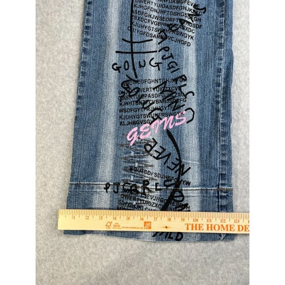 Drama Jeans Graffiti Crop Jeans Size 13 Distressed Juniors - Picture 13 of 13